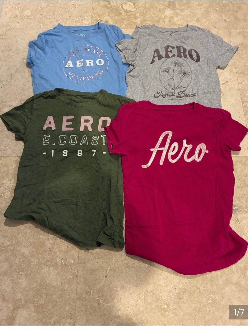 Aeropostale Women's 9 Short Sleeve Tee Bundle Black,Burgundy, Pink, Green,Gray - Picture 2 of 13